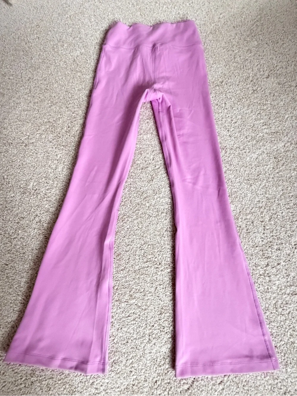 Nike Girls' Pink Flare Leggings with Swoosh Medium